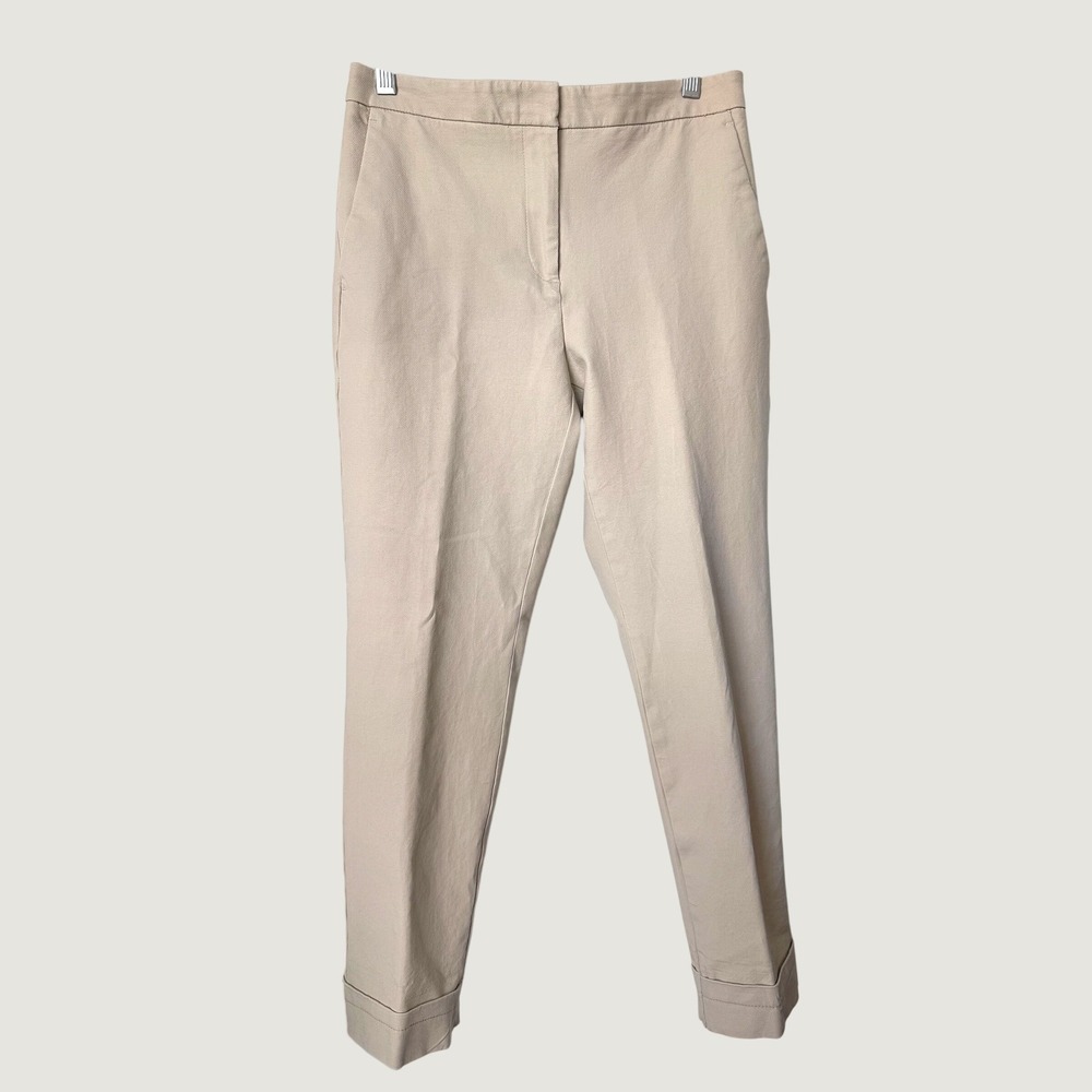 Ann Taylor Factory Beige Khaki Cuffed Ankle Pants Straight Leg Size 4